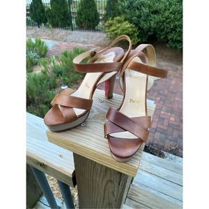 Christian Louboutin Brown Nantucket Sandals Pumps, EU 37.5 / US 6.5, MSRP $790